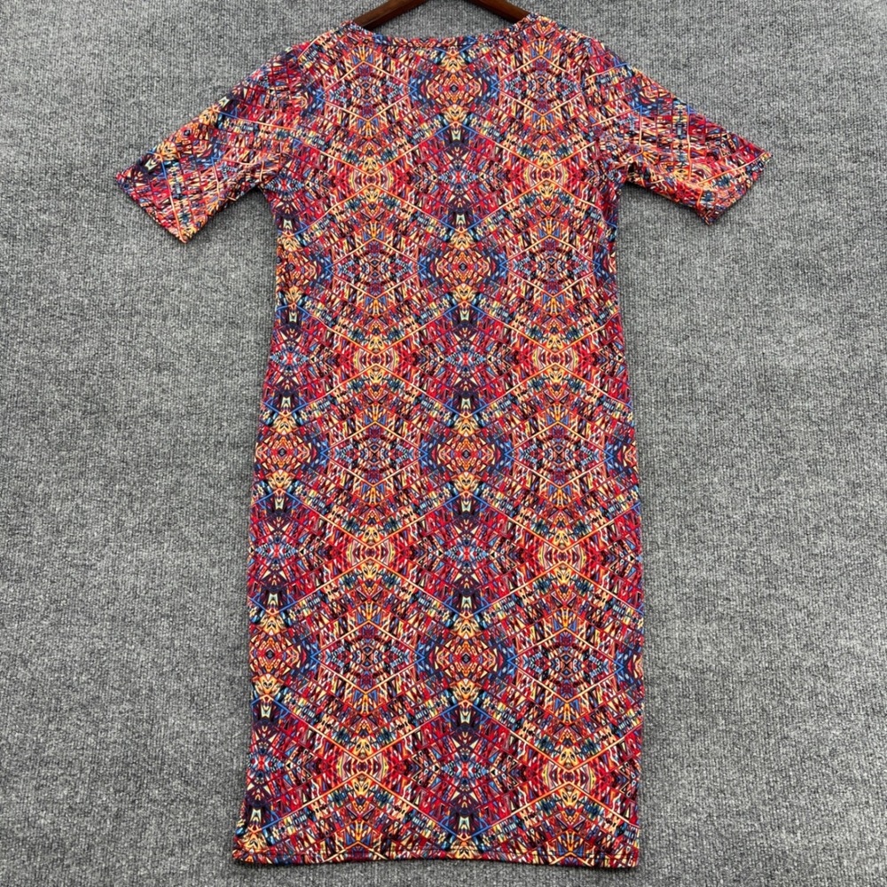 LuLaRoe Julia Sheath Dress Womens Large Red Yellow Geometric Tribal Boho Chic - Picture 7 of 7